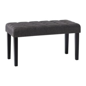 CorLiving California Fabric Upholstered and Tufted Entryway Accent Bench with Wood Legs