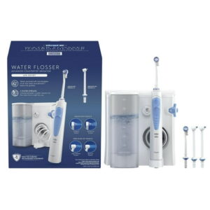 Oral-B Water Flosser, White & Light Blue, Oral Irrigator Handle with 4 Nozzles