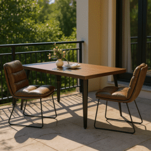 Homy Casa 5 Piece Dining Room Set - Rectangular Dining Table and 4 Industrial Side Chairs for 4 Person
