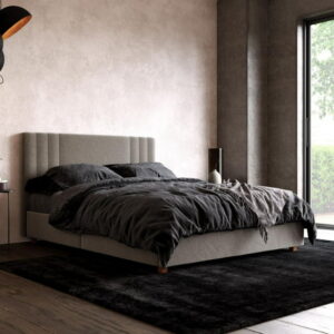 Charis Upholstered Bed, Light Gray Linen