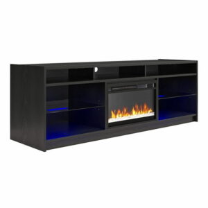 Ameriwood Home Luna Fireplace TV Stand for TVs up to 75", Black Oak