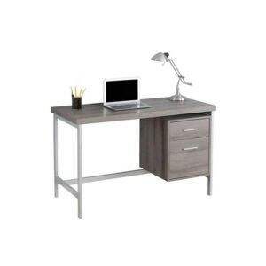 Monarch Specialties Computer Desk, Home Office, Laptop, Left, Right Set-up, Storage Drawers, 48"l, Work, Metal, Laminate, Brown, Grey, Contemporary, Modern