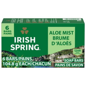 Irish Spring Aloe Mist Deodorant Bar Soap for Men, 104.7 g, 6 Pack, 6 Pack
