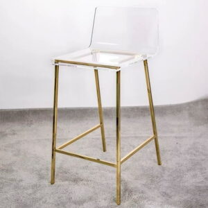 Heavenly Collection Clear Acrylic Counter Stool with Golden Base  Perfect for Kitchen Island or Dining Area