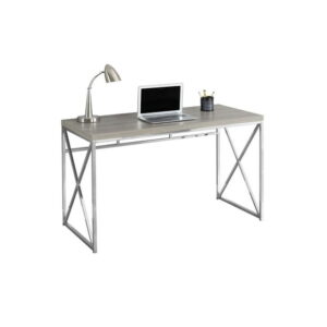 Monarch Specialties Computer Desk, Home Office, Laptop, Work, Metal, Laminate, Brown, Chrome, Contemporary, Modern