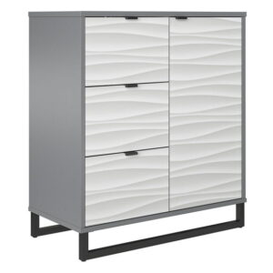 Ameriwood Home Monterey 1 Door / 3 Drawer Accent Cabinet, Faux Wave Pattern with Graphite