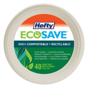 Hefty EcoSave® Dessert Paper Plates Compostable Disposable Plates, 6.75", 40-pack
