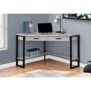 Monarch Specialties Computer Desk, Home Office, Corner, Storage Drawers, 42"l, Work, Laptop, Metal, Laminate, Grey, Black, Contemporary, Modern