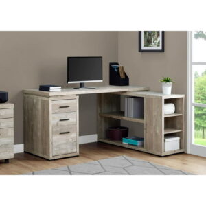 Monarch Specialties Computer Desk, Home Office, Corner, Left, Right Set-up, Storage Drawers, L Shape, Work, Laptop, Laminate, Beige, Contemporary, Modern