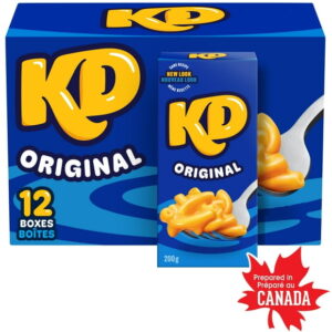 Kraft Dinner Original Macaroni and Cheese Dinner, 200g Box, 12 Ct Case, Shelf-Stable, 200g x 12