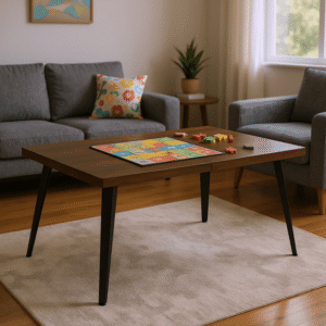 Homy Casa 63 inch Gathering Table Seats 46, Engineered Wood Walnut Finish with Metal Frame, Suitable for Home Dining, Break Room, or Bistro