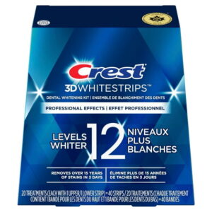 Crest 3D Whitestrips Professional Effects At-home Teeth Whitening Kit, 20 Treatments,12 Levels Whiter, 20 Treatments