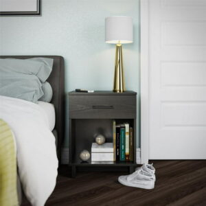 Ameriwood Home Southlander 1 Drawer Nightstand, Black Oak