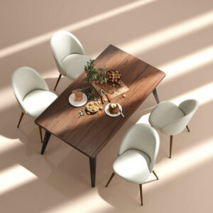 Homy Casa 63 inch Large Dining Table for 46 People, Thick Top with Flat Metal Legs, Faux Walnut, Ideal for Dining Room or Kitchen