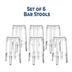 Heavenly Collection Clear Plastic Bar Stool SET OF 6