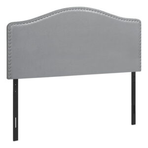 Monarch Specialties Bed, Headboard Only, Full Size, Bedroom, Upholstered, Pu Leather Look, Grey, Transitional