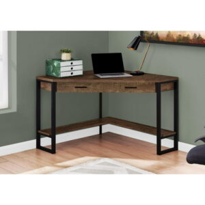 Monarch Specialties Computer Desk, Home Office, Corner, Storage Drawers, 42"l, Work, Laptop, Metal, Laminate, Brown, Black, Contemporary, Modern