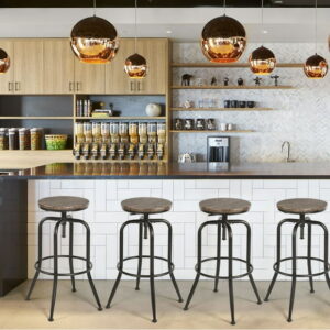 Homy Casa Adjustable Swivel Bar Stool Set of 4 - Walnut Finish, Industrial Counter for Kitchen Island