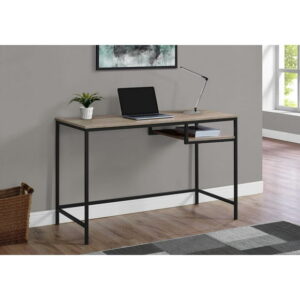 Monarch Specialties Computer Desk, Home Office, Laptop, 48"l, Work, Metal, Laminate, Brown, Black, Contemporary, Modern