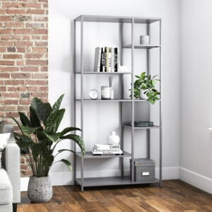 Systembuild Evolution Mission District Metal Bookcase Room Divider, Graphite