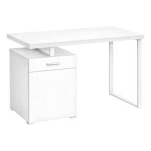 Monarch Specialties Computer Desk, Home Office, Laptop, Left, Right Set-up, Storage Drawers, 48"l, Work, Metal, Laminate, White, Contemporary, Modern