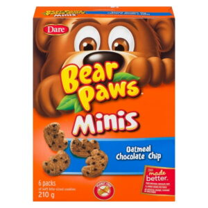Bear Paws Minis Oatmeal & Chocolate Chip Cookies, Dare, 210g