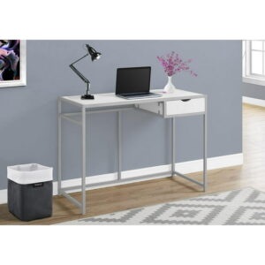 Monarch Specialties Computer Desk, Home Office, Laptop, Storage Drawer, 42"l, Work, Metal, Laminate, White, Grey, Contemporary, Modern