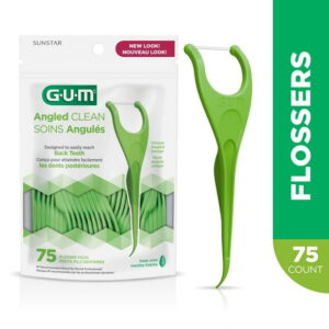 GUM® Angled Clean Flossers, Fresh Mint, 75 Count