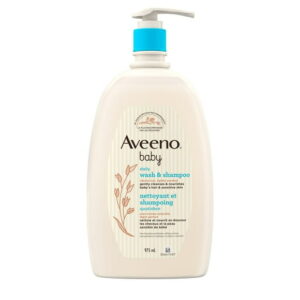 Aveeno Baby Daily Wash & Shampoo babys hair & Sensitive Skin Cleanser with Natural Oat - Paraben Free & Phthalate Free, sulfates-free and dye-free, 975 mL