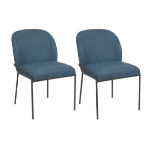 CorLiving Blakeley Set of 2 High Back Upholstered Indoor Dining Chairs with Metal Legs