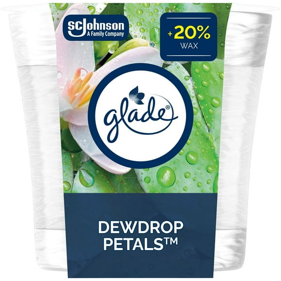 Glade® Scented Candle Air Freshener, Dewdrop Petals, 1-Wick Candle