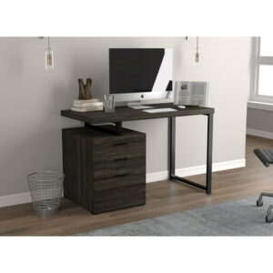 Safdie & Co. Desk 47.25L Dark Grey 3 Drawers Black Metal