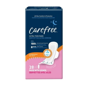 CAREFREE® Ultra Thin Pads, Overnight With Wings, 28ct, 28 count