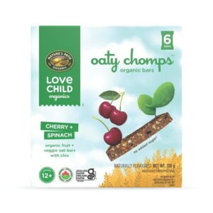 Love Child Organics Oaty Chomps Cherry + Spinach Snack Bar 138g Box, 6 x 23 g