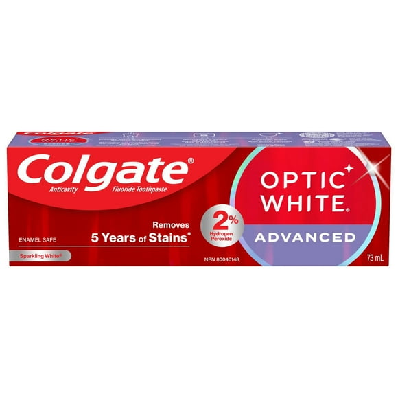 Colgate Optic White Advanced Teeth Whitening Toothpaste, Sparkling White 73 mL, 73 mL