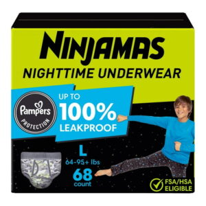 Ninjamas Boys Bedwetting Nighttime Underwear, Size L (64-95+ lbs)