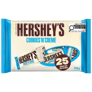 HERSHEY'S COOKIES N CRÈME Snack Size Candy Bars, 25ct, 318g, 25ct