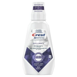 Crest 3D White Brilliance Pro Mouthwash, Alcohol Free Whitening Mouthwash with Fluoride and Hydrogen Peroxide