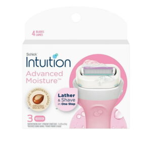 Schick Intuition Advanced Moisture Womens Razor Refills with Shea Butter, 3 Razor Refills