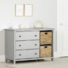 South Shore, Cotton Candy collection, 3-Drawer Dresser with Baskets Soft Gray