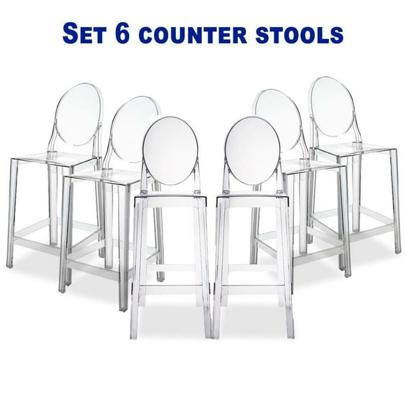 Heavenly Collection Clear Plastic Counter Stool SET OF 6