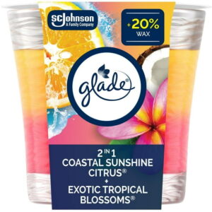 Glade® Scented Candle Air Freshener, Coastal Sunshine Citrus and Exotic Tropical Blossoms, 1-Wick Candle