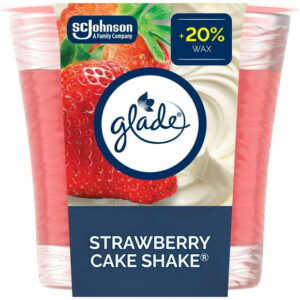 Glade® Scented Candle Air Freshener, Strawberry Cake Shake, 1-Wick Candle