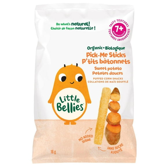 Little Bellies Organic Pick-Me Sticks Sweet Potato Puffed Corn Snacks 7+ Months, 16gr, Little Bellies Organic Pick-Me Sticks Sweet Potato Puffed Corn Snacks 16gr