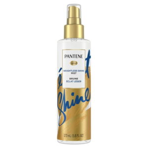 Pantene Hair Shine Spray, Weightless, Adds Shine to Dull Hair with Vitamin B5, Safe for Color Treated Hair, Pro-V, 173 mL
