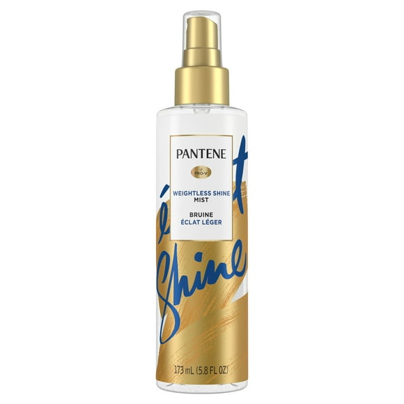 Pantene Hair Shine Spray, Weightless, Adds Shine to Dull Hair with Vitamin B5, Safe for Color Treated Hair, Pro-V, 173 mL