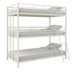 DHP Everleigh Triple Metal Bunk Bed, Twin/Twin/Full, Off White
