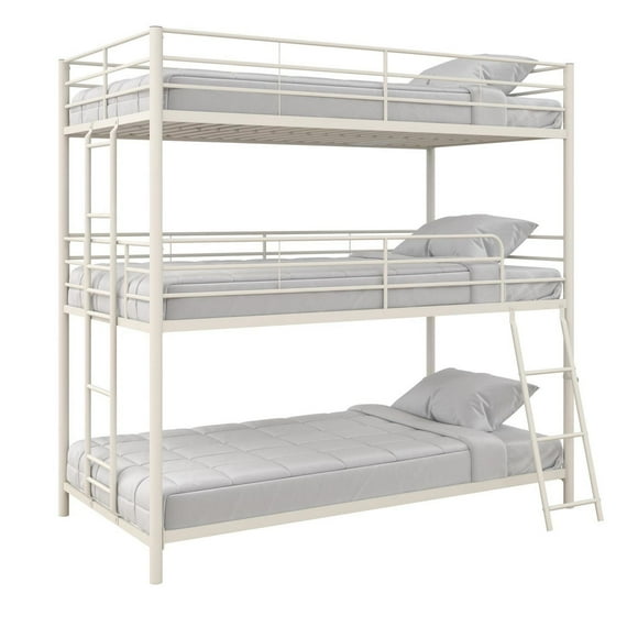 DHP Everleigh Triple Metal Bunk Bed, Twin/Twin/Full, Off White