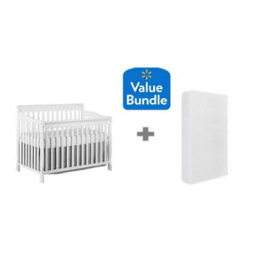 Concord Baby Sara 4 in 1 Convertible Crib White + Bonus Twinkle Twinkle Crib Mattress