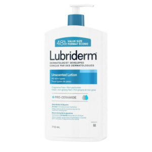 Lubriderm Unscented Lotion, Shea Butter and Glycerin, Dry Skin, Hand, Face Moisturizer, Fragrance Free, 710 mL
